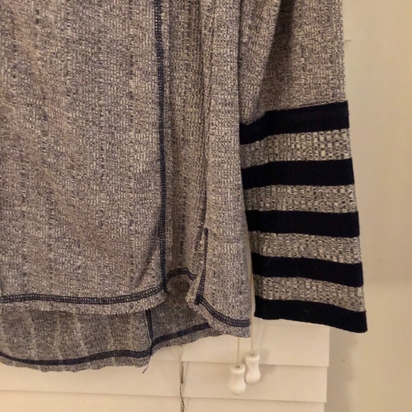Gray and Navy Striped Sweater Blouse, Small - Picture 2 of 5